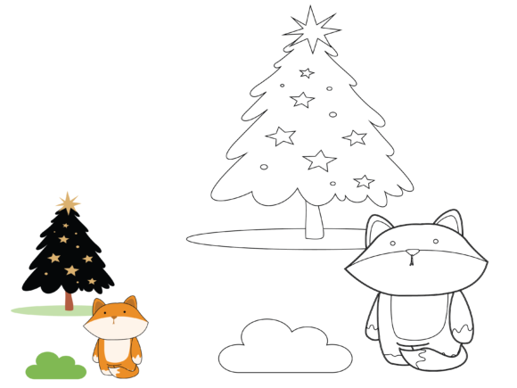Animal Civet Christmas Coloring Kids Graphics & Illustrations