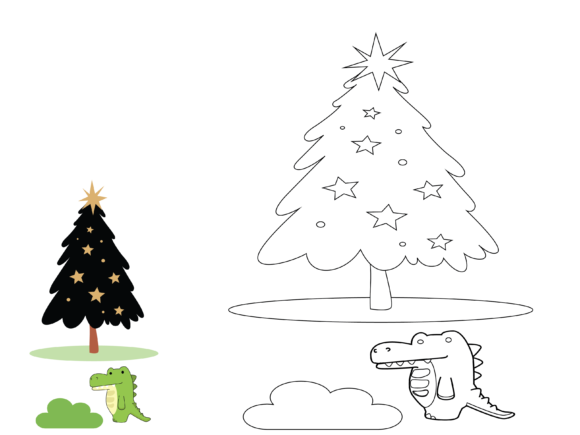 Animal Crocodile Christmas Coloring Kids Graphics
