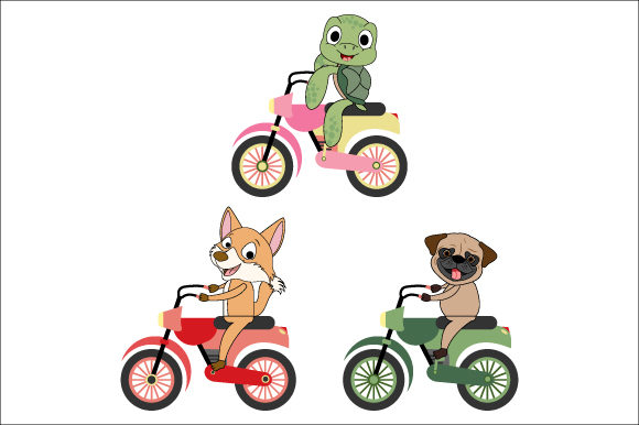 Animal Illustration Design of Riding a Motorcycle