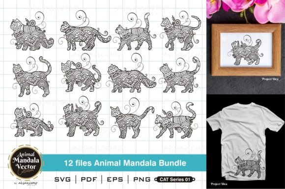 Animal Mandala Bundle, Cat Series 01: Graphics & Illustrations