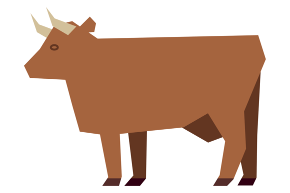 Bull Icon Graphics: Brown Farm Animal Illustrations