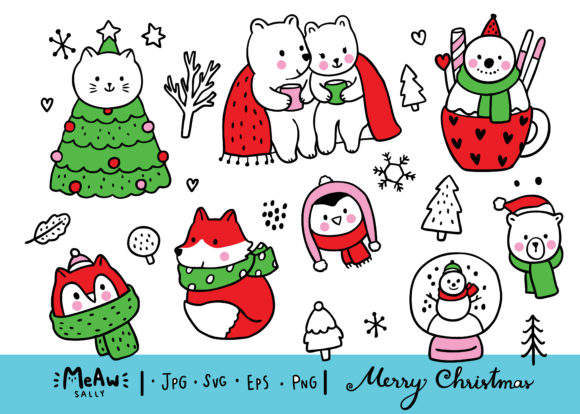 Cartoon Cute Sweet Animal Winter