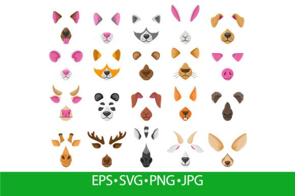 Cartoon Selfie Animal Face Graphics & Illustrations