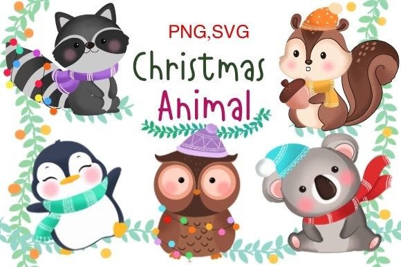 Christmas Animal Cartoon: Festive Graphics & Illustrations