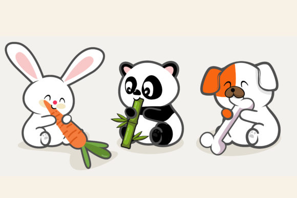 Cute Animal with Frieds Icon Graphics & Illustrations