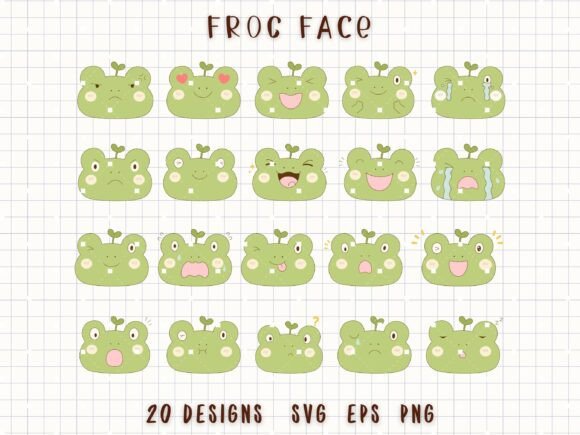 Cute Frog Emotions Frog Faces Clipart