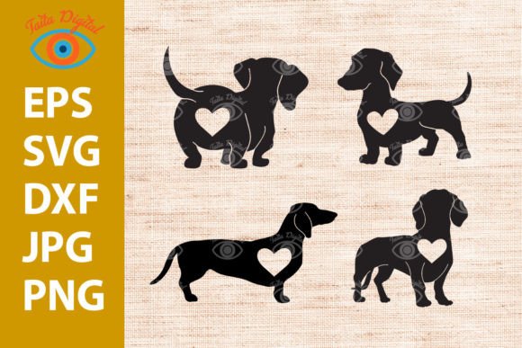Daschund Heart Dog Animal Design: Graphics & Illustrations