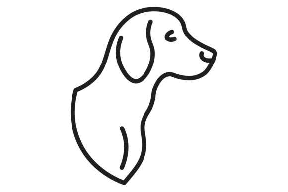 Dog Line Icon Graphics: Animal Head Drawing Illustrations