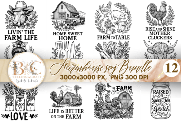 Farmhouse SVG Bundle: Funny Farm Sayings Graphics