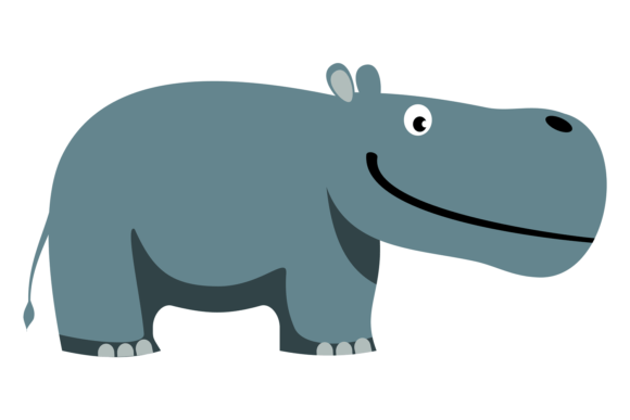 Hippo Cartoon Icon Graphics: Safari Happy Animal Illustrations