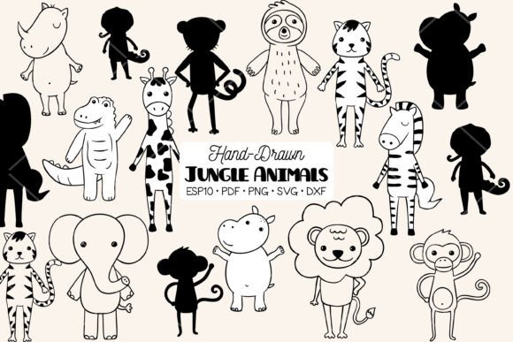 Jungle Animal Hand Drawn Characters: Graphics & Illustrations