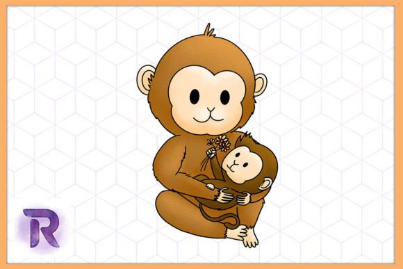 Monkey Mama Animal Mother’s Day Graphics & Illustrations