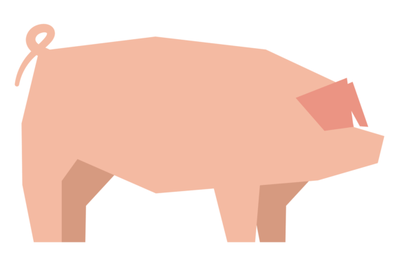 Pig Icon: Pink Farm Animal in Polygonal Graphics & Illustrations