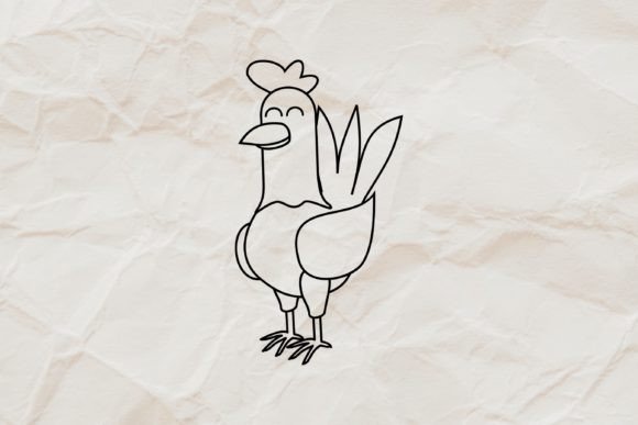 Rooster, Chicken Animal Line Art Vector