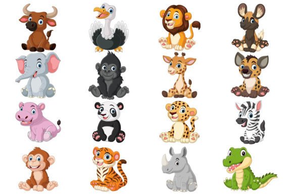 Set of Sixteen Baby Animal Collection: Graphics & Illustrations