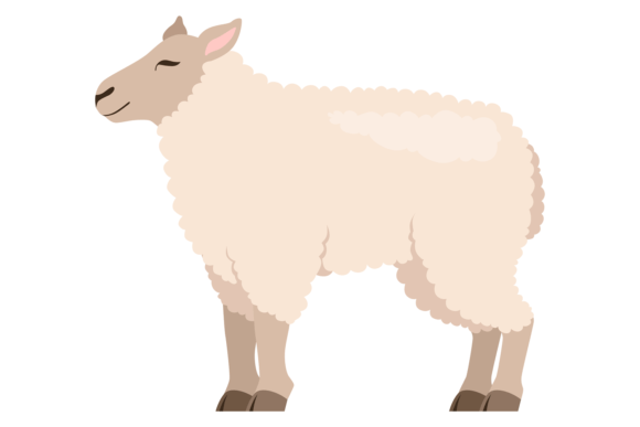 White Sheep Icon: Cartoon Farm Animal Graphics
